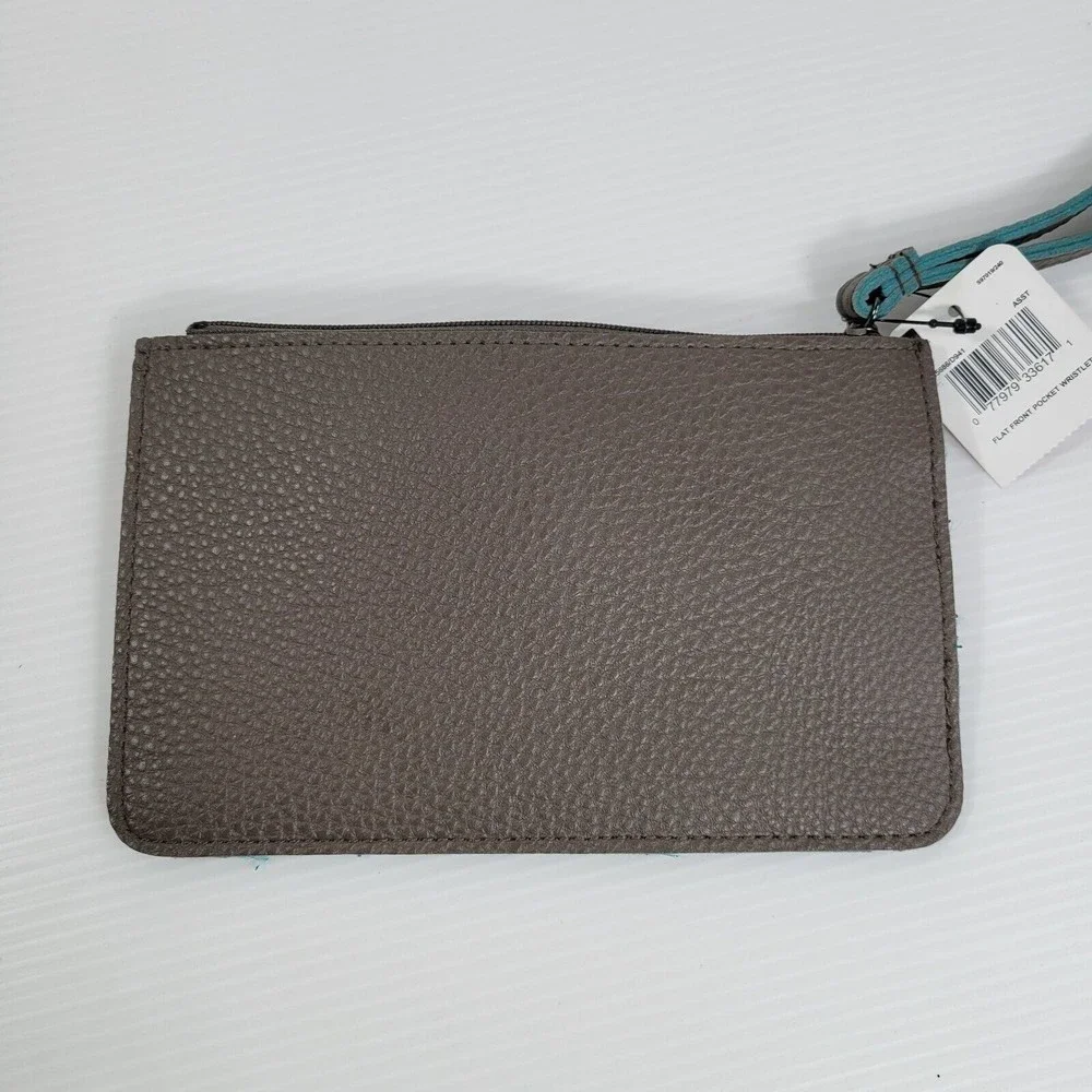 Mundi Flat Front Pocket Wristlet Laser Cut Circle Pattern Snap Zip Wallet NEW